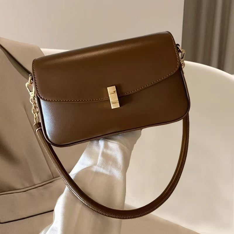 复古棕色链条翻盖包 | Vintage Brown Chain Flap Bag