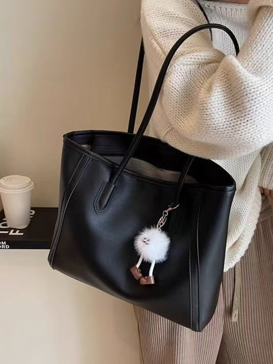 奶白拼棕托特包 | Cream & Brown Tote Bag