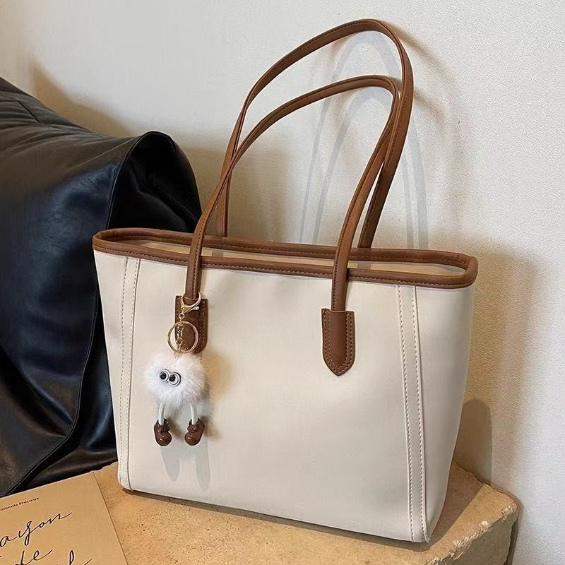 奶白拼棕托特包 | Cream & Brown Tote Bag